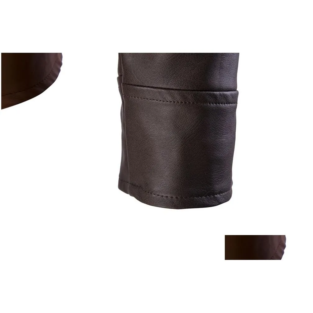 Men`S Leather & Faux Logan Mens Pu Jacket Biker Streetwear Winter Male Striped Panelled Coat Asian Size Drop Delivery Apparel Clothing Dhosk