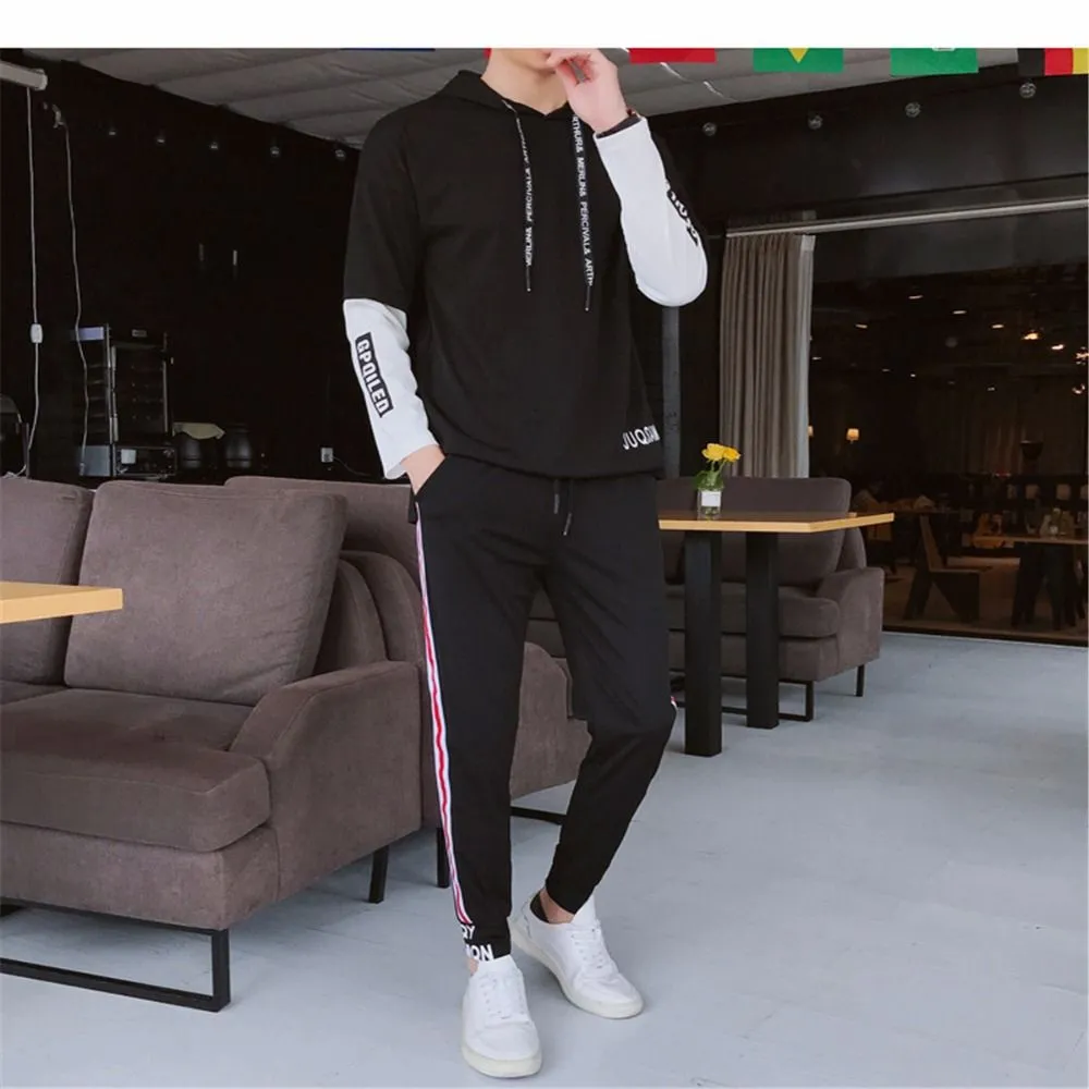 Daddy Chen 2018 Men`s Set Spring Autumn Streetwear 2 Piece Set Sporting Suit Hoodies+Pant Sweatsuit Men Clothing Tracksuit Sets