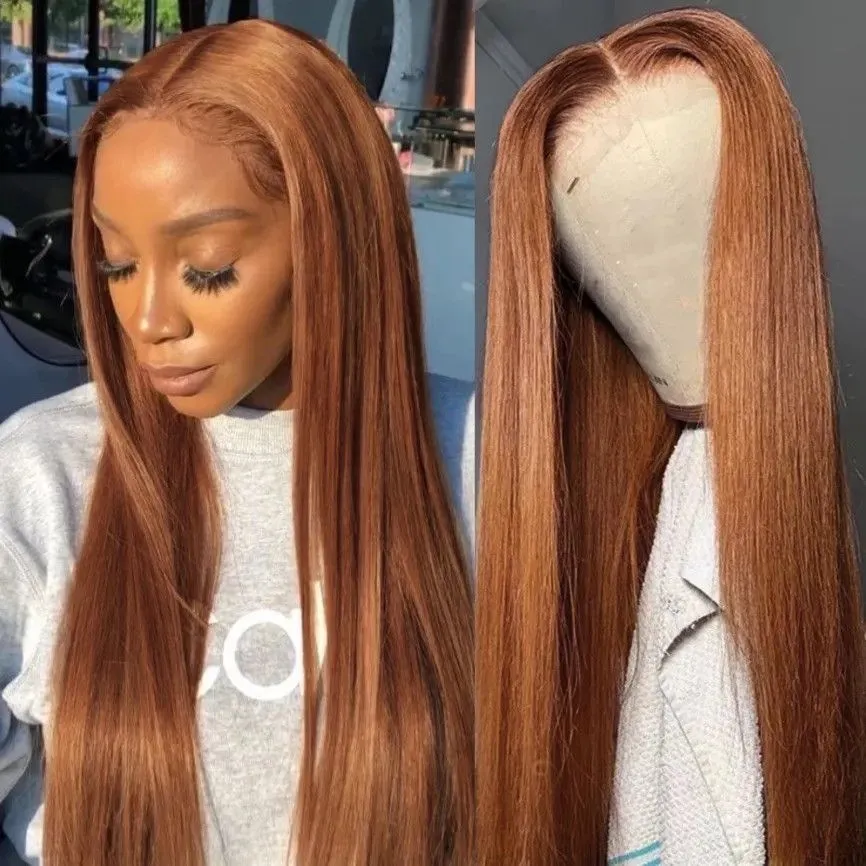 Dark Chocolate Brown Bone Straight U Part Wigs Middle Open 100% Human Hair Wig Peruvian V Shape Full Machine Made 30Inch