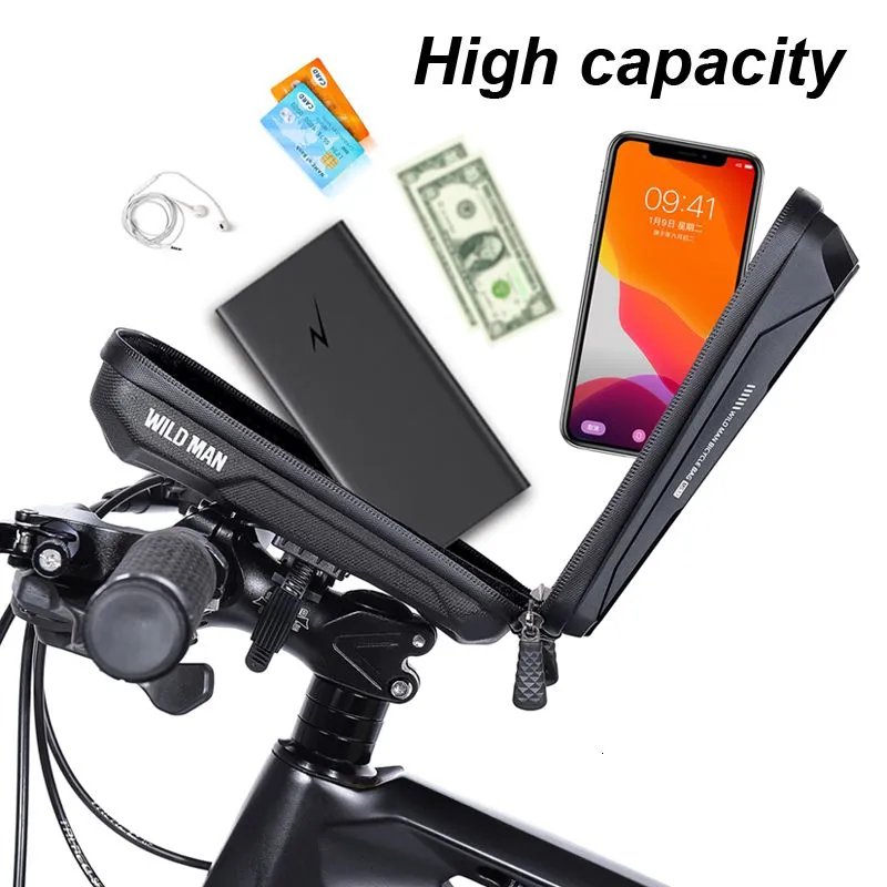 Panniers Bags Bicycle Bag Phone Holder Mount Bike Support Case Handerbar Waterproof Frame Top Tube Mtb Tools Accessories Wild Man