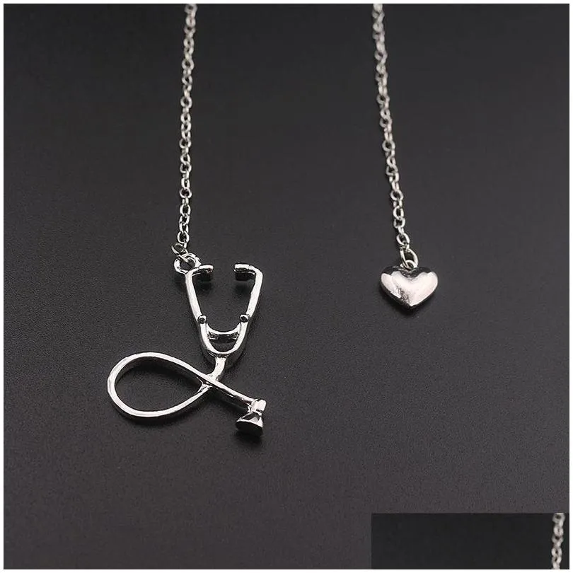Pendant Necklaces Selling Medical Jewelry Alloy I Love You Heart Necklace Stethoscope For Nurse Doctor Gift Wholesale Drop Delivery Pe Dhpmx