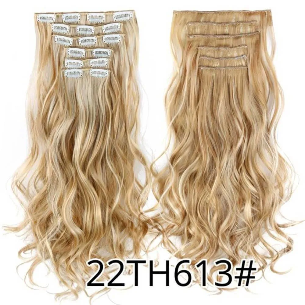 Synthetic Hair Clip In Hairs Extension Clips For Women 6Pcs Set Fake Hairpiece Wholesale In Bulk Clips De Extension De Cabello Para