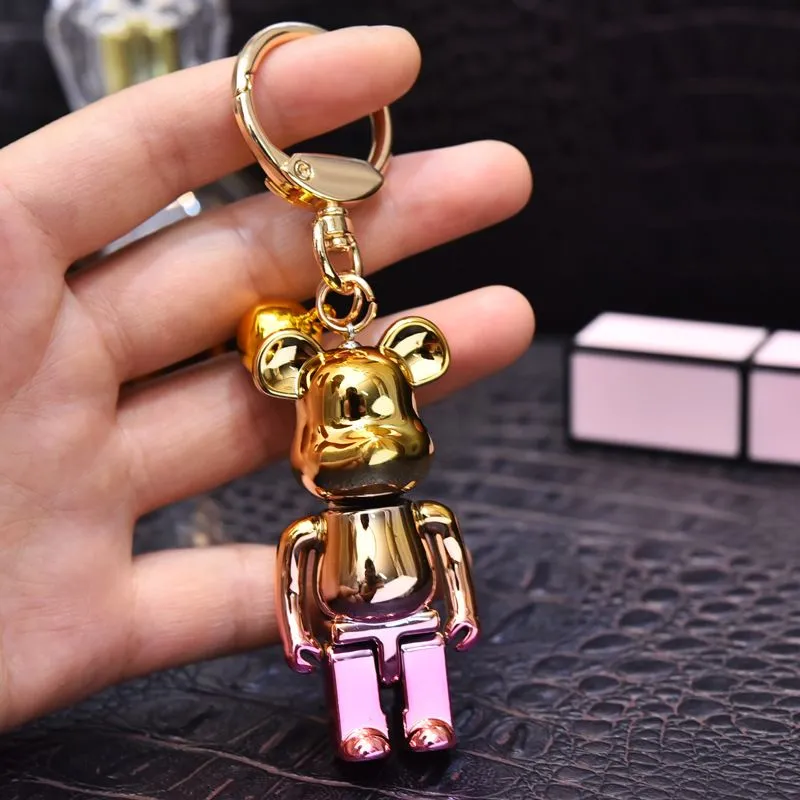 Keyring Colorful Mirror Bear Key Ring Chain Jewelry Fashion Acrylic Animal Key Fob Backpack Pendant Bag Charms Couples Women Men Boyfriend Friend Keychain