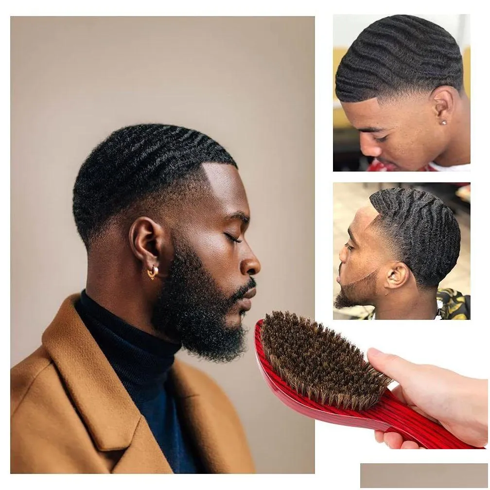 Hair Brushes DREWTI Wave Brush Hard Boar Bristle Wooden Head Curved Palm Combs 360 Man dressing styling Tools For Afro 2211053536699