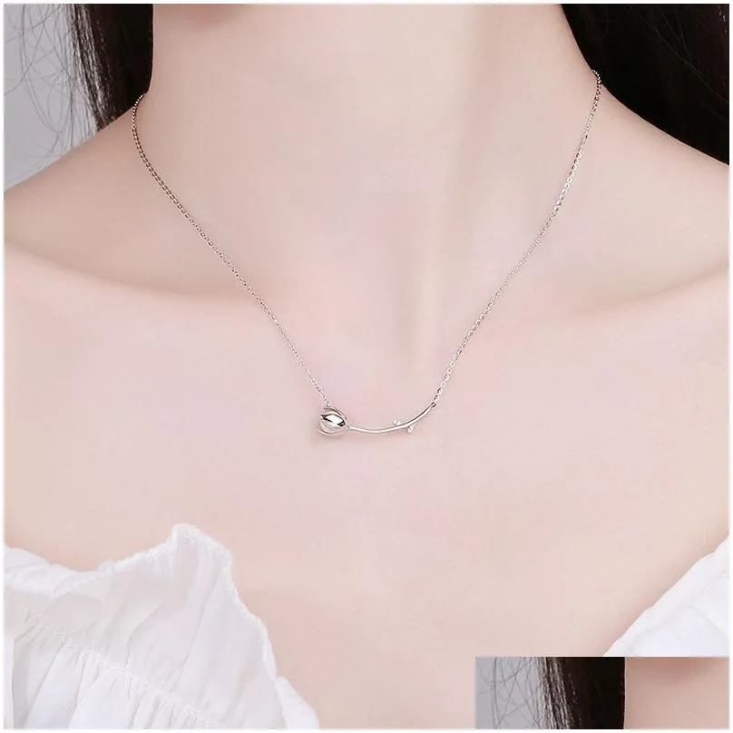 Pendant Necklaces Flower Choker Necklace 100% 925 Sier Tips For Women Elegant Pendants Lead And Nickel Drop Delivery Jewelry Dhvgi