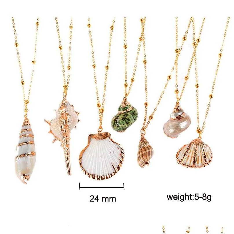 Pendant Necklaces Isang New Fashion Gold Plated Seashell Conch Necklace American European 18K Chain Summer Beach Jewellry Drop Deliver Dhopj