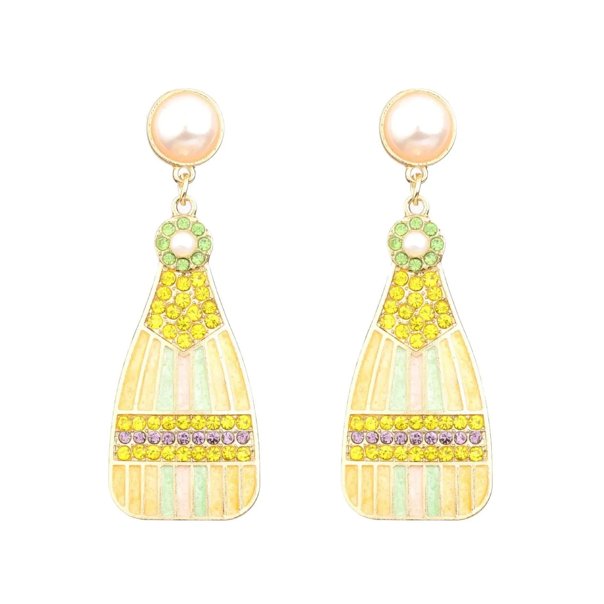 Dangle & Chandelier Ins Fashion Creative Rainbow Color Wine Bottle Earrings Women Girls Sweet Korean Style Pearl Rhinestone Earring G Dhieh