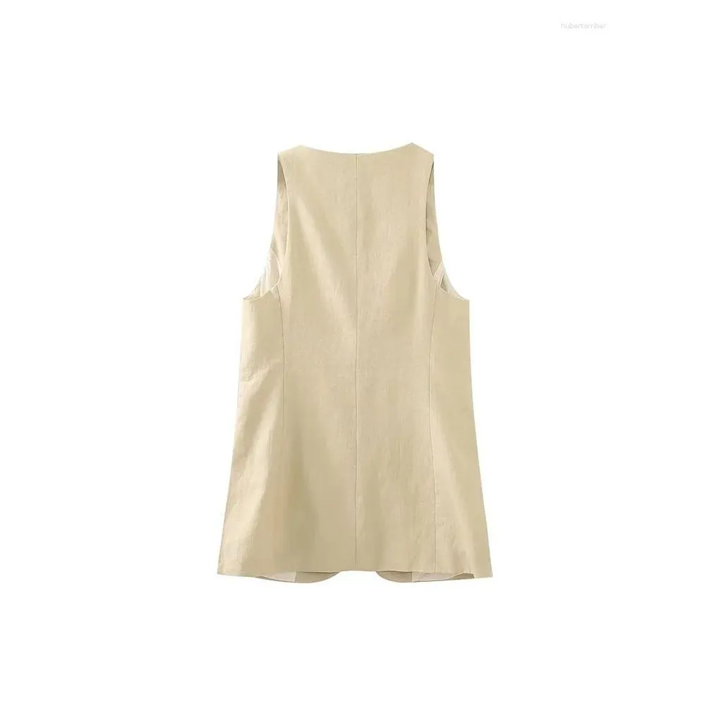 Women`s Vests Women Streetwear Waistcoats Vest Jackets 2023 Summer V Neck Sleeveless Single Breasted Loose Female Tops