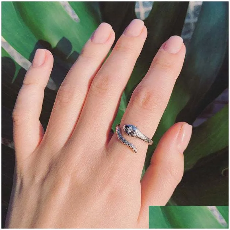 Band Rings 925 Sterling Sier Adjustable Snake Ring Girl Women Gold Tone Animal Factory Price Ri2103051 Drop Delivery Jewelry Dhd3B