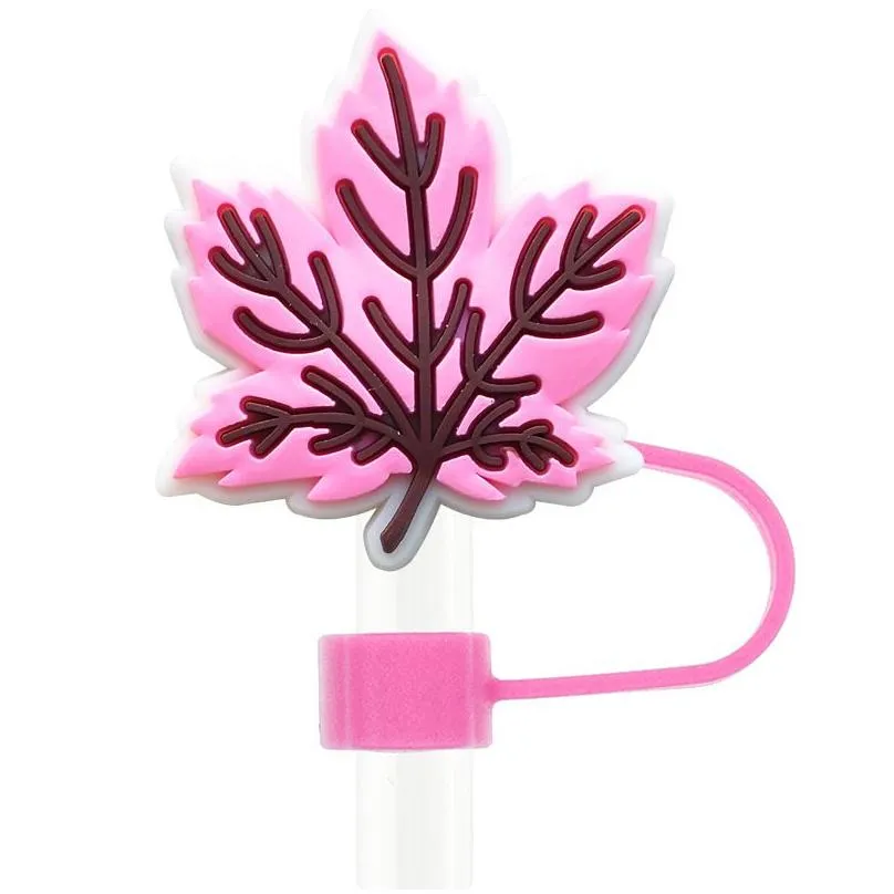 colorful maple leaf series straw cap 10mm reusable straw cap decorative accessory