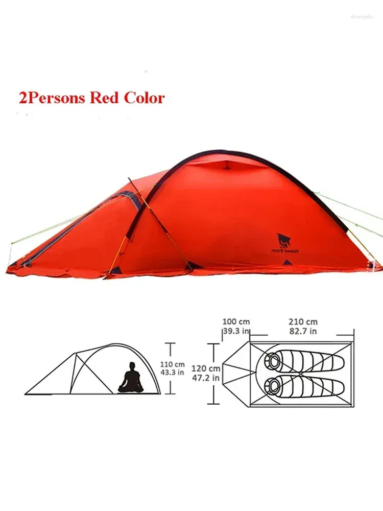 Tents And Shelters 2Persons 4Seasons 20D Silicon Coated Tent Aluminum Rod Outdoor Camping 1Hall 1Room Rainproof With Snow Skirt Hiking