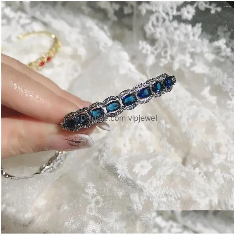 link bracelets lihua french rainbow bracelet womens high-grade light luxury fashion plated 18k minority temperament sapphire hand