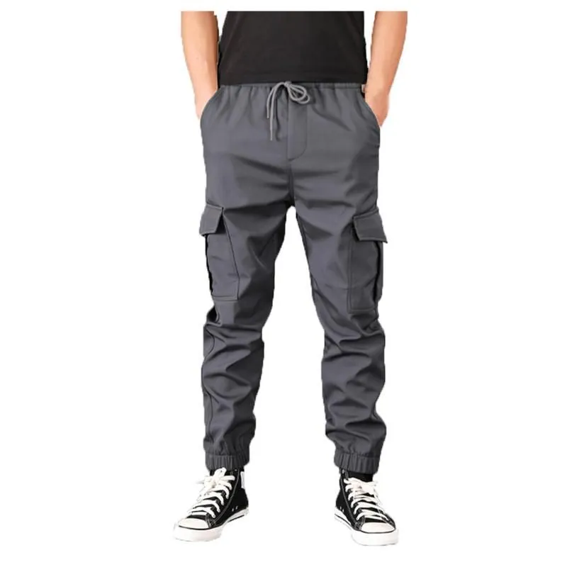 Men`s Pants Solid Color Warm Thickened Casual Army Multi-Pockets Style Fashion Cargo Work Trousers Overalls
