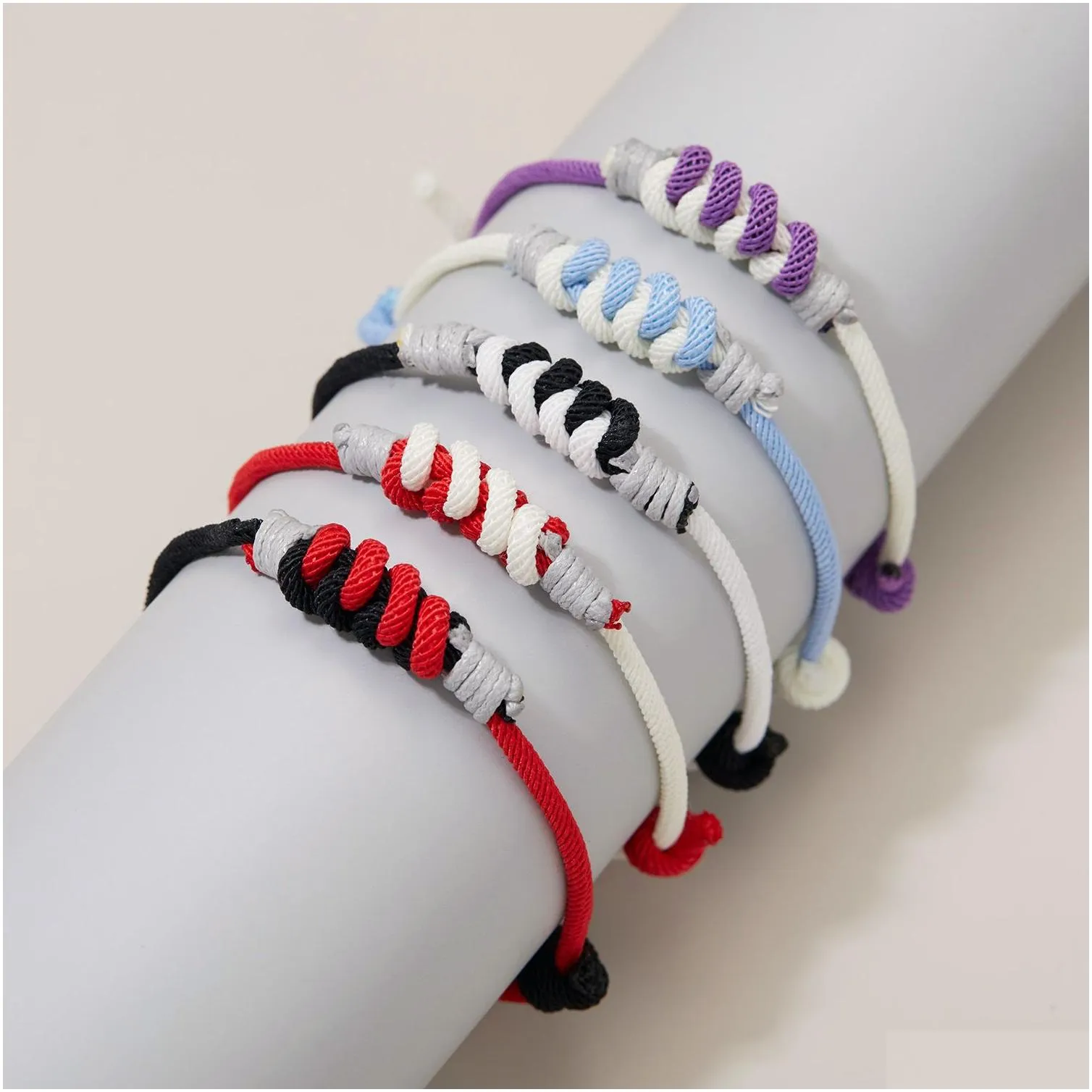 Identification Braided Rope Bracelets For Women Two-Tone Rolled Together Charm Bracelet Original Design Jewelry Friends Gift Drop Del Dhk8T