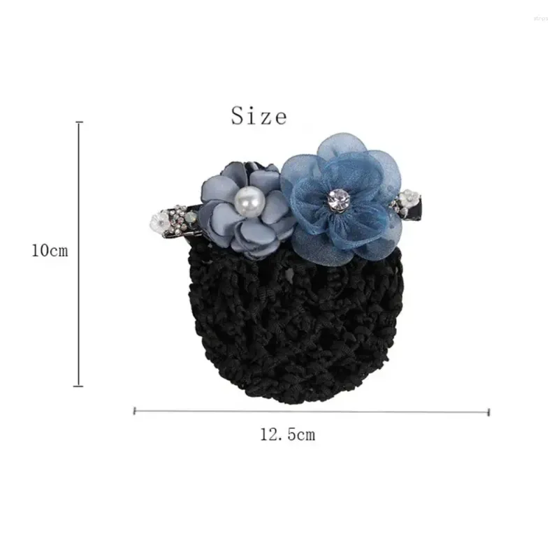 Hair Clips Gift Flight Attendant Crystal Crochet For Mom Flower Bun Net Snood Korean Style Headdress Women Hairpin Spring Clip