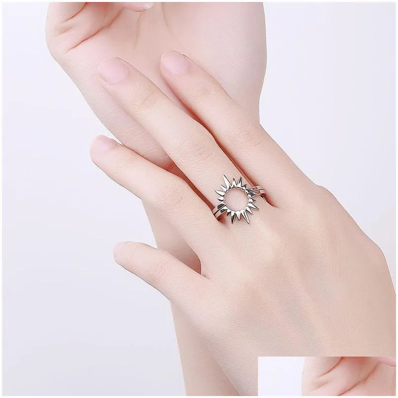 Band Rings Fashion Jewelry Femme Gold Sier Color Cute Sunflower Two In One Mtiple Wearing Methods Ring For Drop Delivery Dhahm