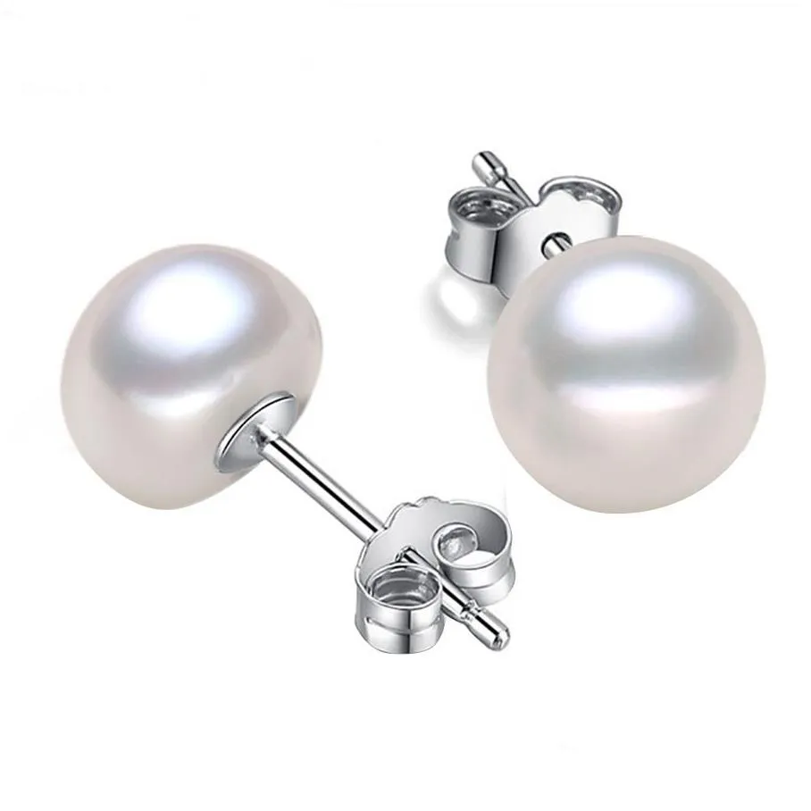 Stud 2021 Trendy 925 Sier Jewelry Natural Freshwater Pearl Earrings With S925 Printed Women Girls Elegant Pearls Wholesale Drop Deliv Dhhul