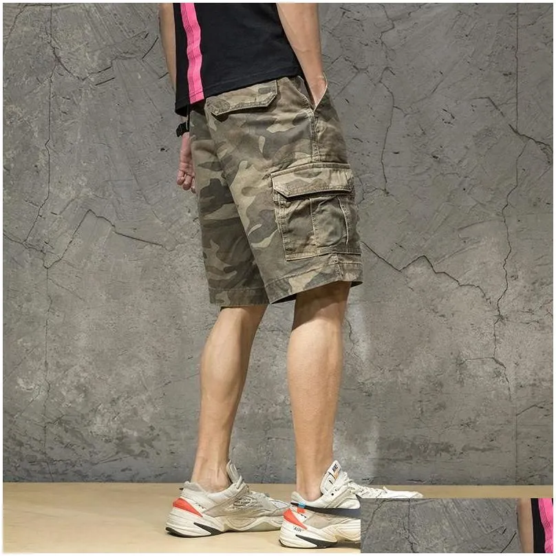 Men`S Shorts Mens Camouflage Cargo Sweatshorts Sweat Pants Man Fashion Brand Pure Cotton Trendy Sports Pirate Loose Casual Pant Drop Dh7Rq
