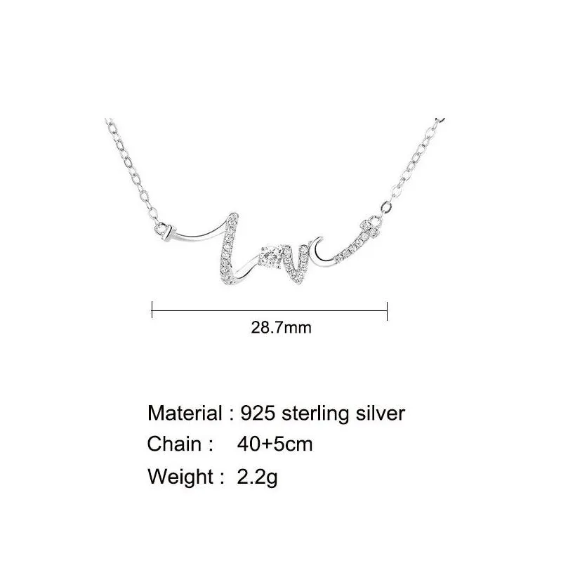 Pendant Necklaces Personalized Love Necklace 925 Sterling Sier Zircon Letter Jewelry For Drop Delivery Pendants Dhh0E