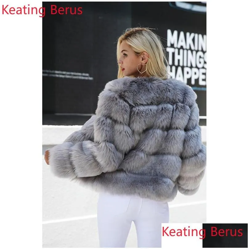 Women`S Fur & Faux Keating Berus Womens Fake Imitation Winter Coat Fashion Shirt Slim Elegant Warm Clothing 0616 Drop Delivery Apparel Dhar1