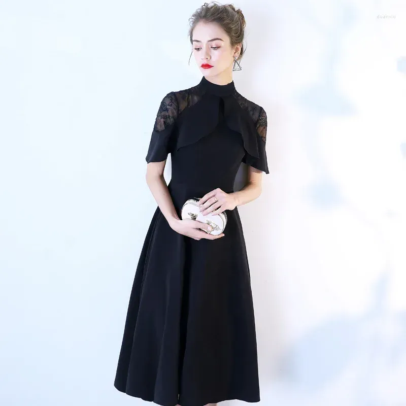 Ethnic Clothing Dignified Elegant Lace Sleeved Party Dress Fashionable Standing Collar Satin Vestidos Prom Dresses Female Temperament