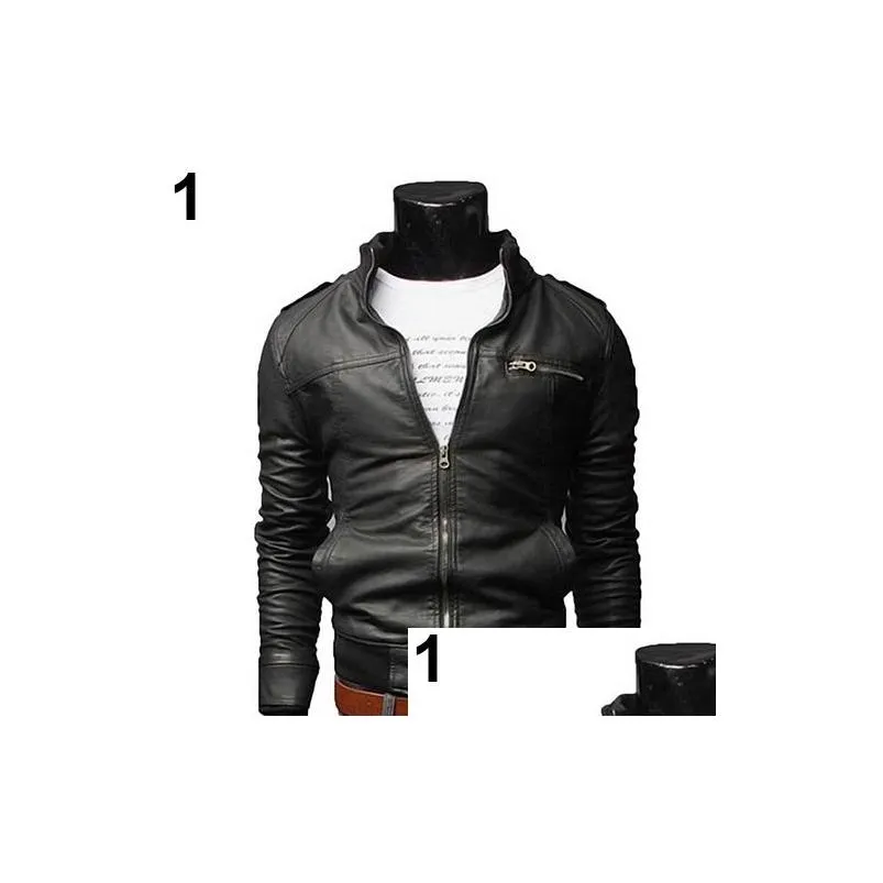 Men`S Jackets Mens Motorbike Faux Leather Spring Autumn Clothing For Male Long Sleeved Cool Stand Collar Jacket Drop Delivery Apparel Dhr1U