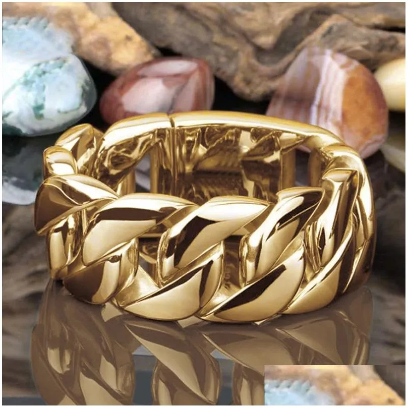 Band Rings 2021 Fashion Curban Link Chain Style Un Personality Sier Gold Two Tones S925 Finger Ring For Men Drop Delivery Jewelry Dhuso