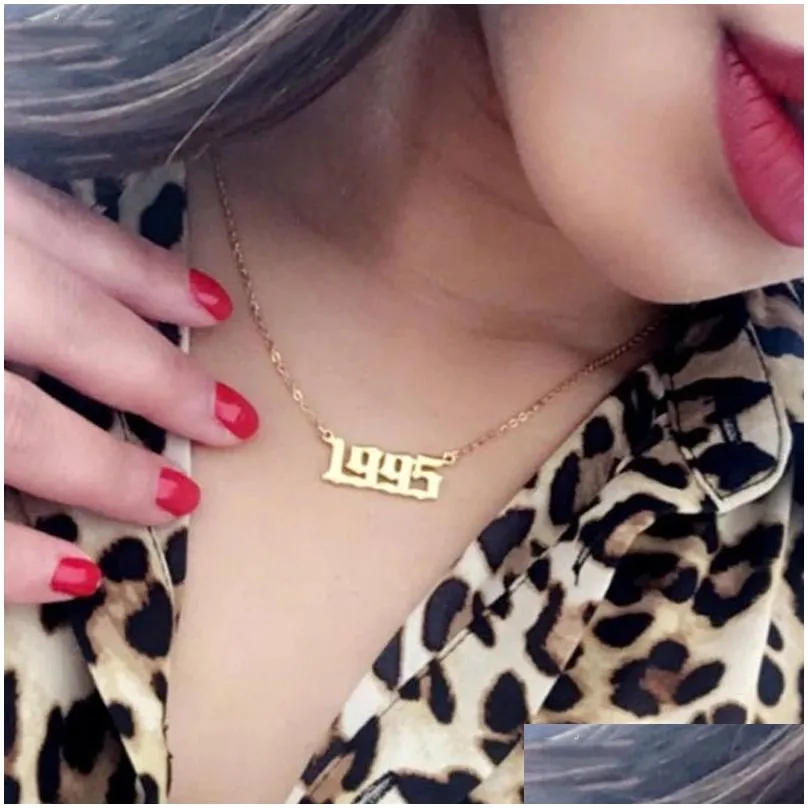 Pendant Necklaces Isang Selling Personalize Sier Gold Years Number For Women Custom Year 1980 1989 2000 Birthday Gift Drop Delivery Je Dh46A