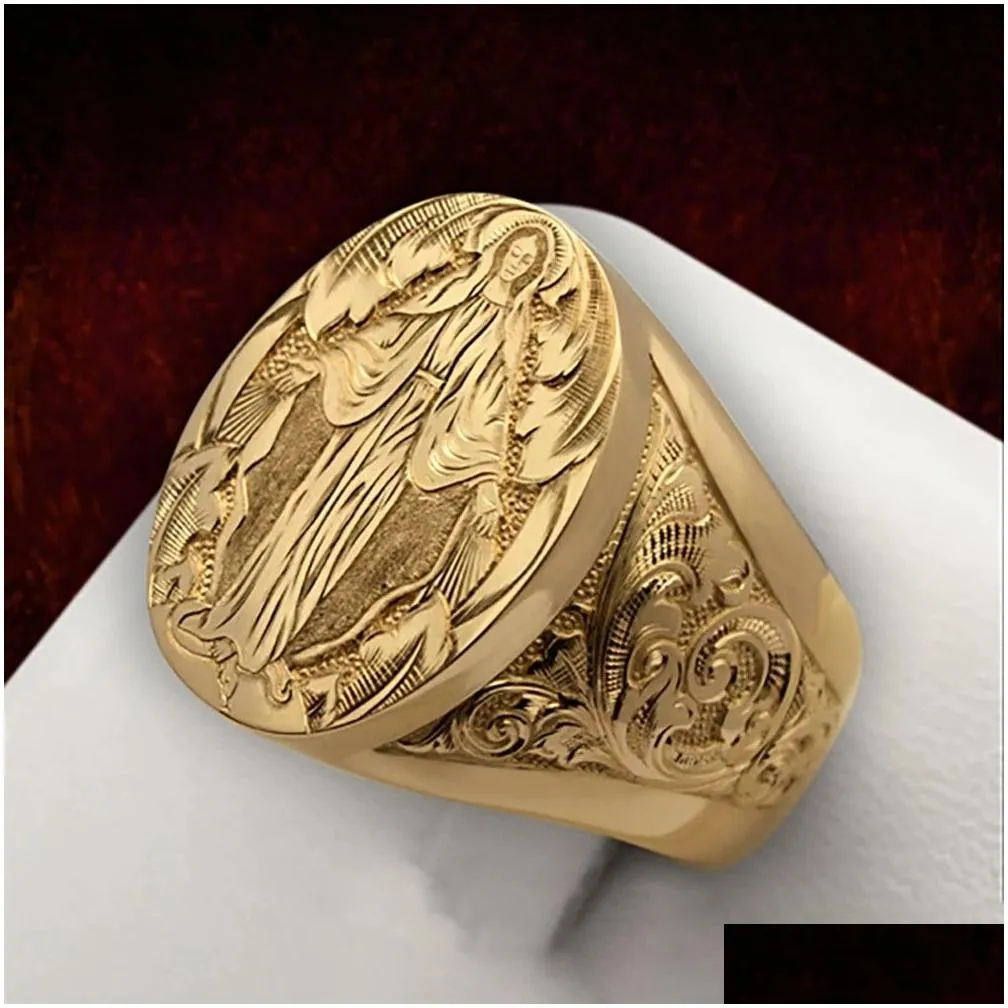Band Rings Christian 2021 Fashion Virgin Mary Relius Ring For Men Women Boutique Jewelry Us Size 6-13 Drop Delivery Dhzw2