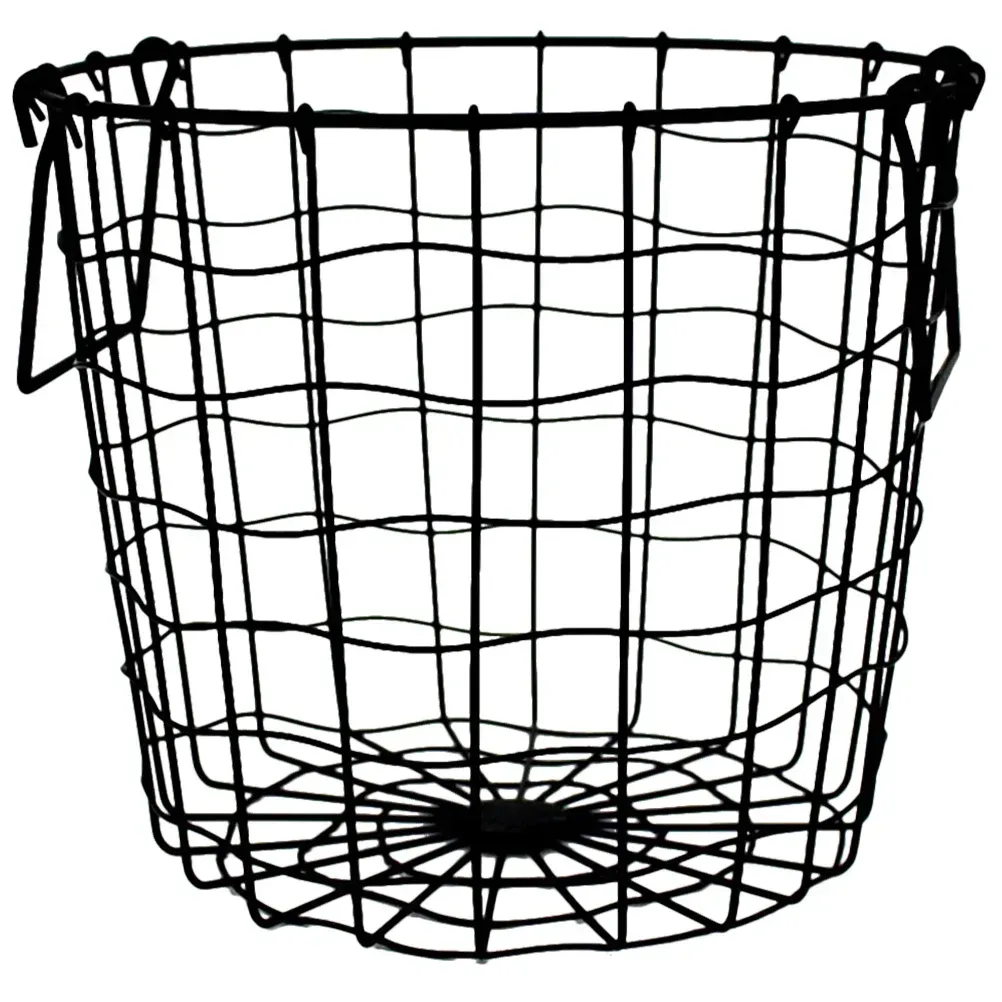 Baskets Wire Basket Handheld Clothing Sundries Organizer Round Storage Blanket Metal Dirty Bedroom Black Hamper