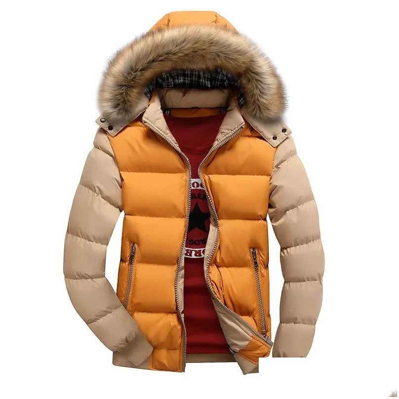 Men`S Trench Coats Brand Parkas Men Plus Size 5Xl Thick Warm Winter Jacket Windproof Fur Hood Casual Cotton Hombre Invierno Drop Deliv Dh7Be