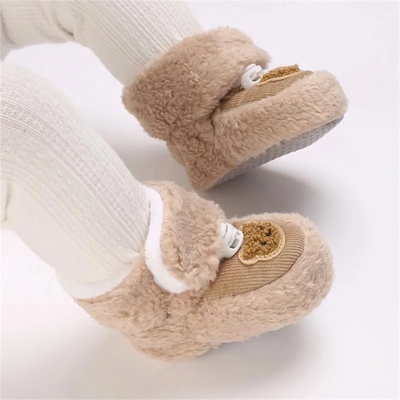 Boots Toddler Baby Girls Snow Winter Warm Bear Pattern Ankle Keep Walking Shoes Children Booties First Walkers