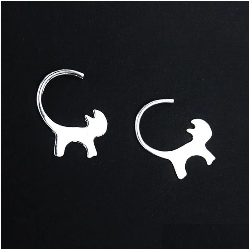 Dangle & Chandelier 925 Sterling Sier Cute Earring Creative Long Tail Hang Cat Earrings Animal Jewlery For Drop Delivery Jewelry Dhrnu