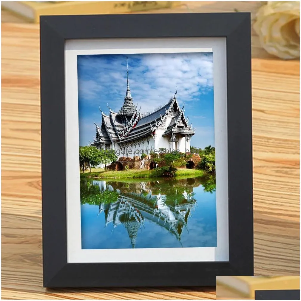 frame 21x29.7 cm black simulation wood table wall p o frame hardboard back with glass for a4 p os picture certificates album decor