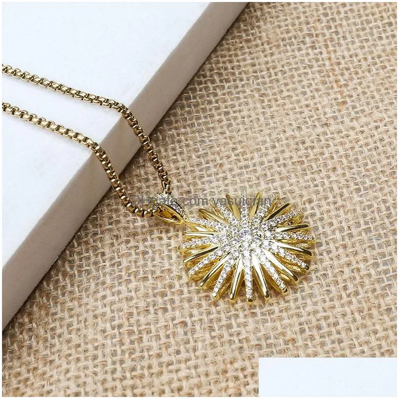 Pendant Necklaces Designer Women Necklace Men Luxury Amet Sunflower Fl Diamond Star Brand Retro Classic Couple Accessories Drop Delive Dh6Je