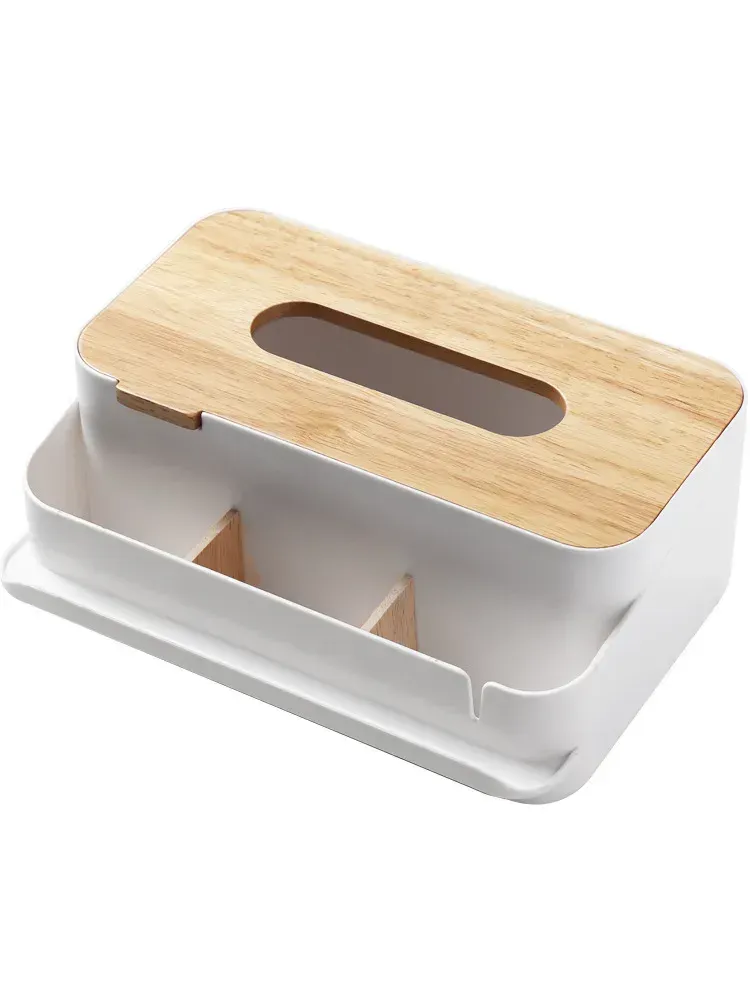 Organization Removable Wood Cover Tissue Box Storage Organizer for Living Room Home Decoration Tools