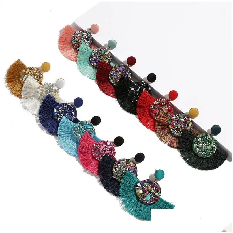 Dangle & Chandelier 14 Colors New Bohemian Statement Tassel Earrings Vintage Ethnic Drop Fringe Fashion Jewelry Druzy Womens Delivery Dhduy