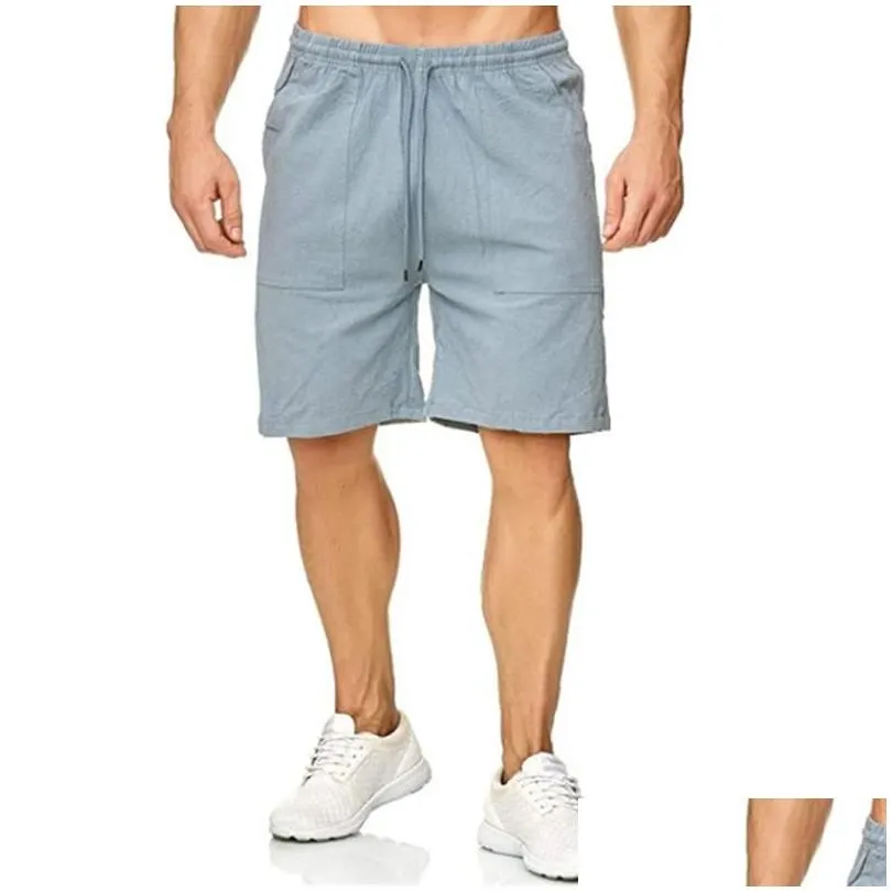 Men`S Shorts Mens Casual Fashion Flax 2021 Summer Linen Solid Short Pants Male Sports Running Training Bermudas Oversiszed 3Xl Drop D Dhoim