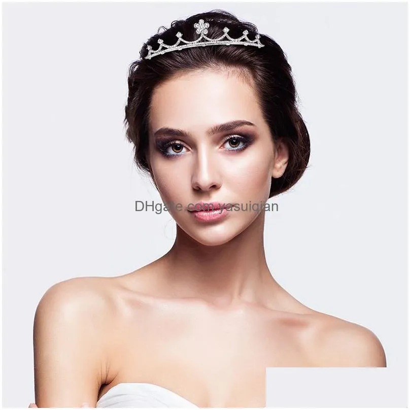 Wedding Hair Jewelry Simple Crystal Flower Tiaras And Crowns For Bride Prom Party Accessories Bridal Headpiece Gift Drop Delivery Hai Dhnjq