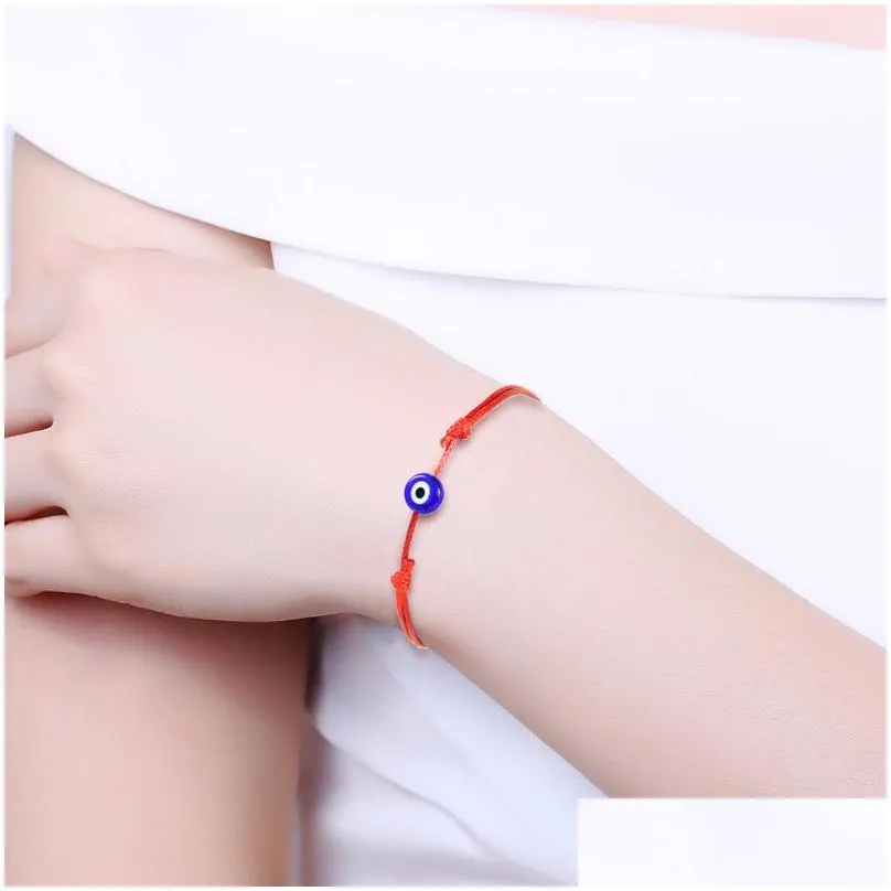 Identification Red String Evil Eye Lucky Cord Bracelets Korean Diy Jewelry Womens Rope Chain Adjustable Bracelet Gift Drop Delivery Dhtyb