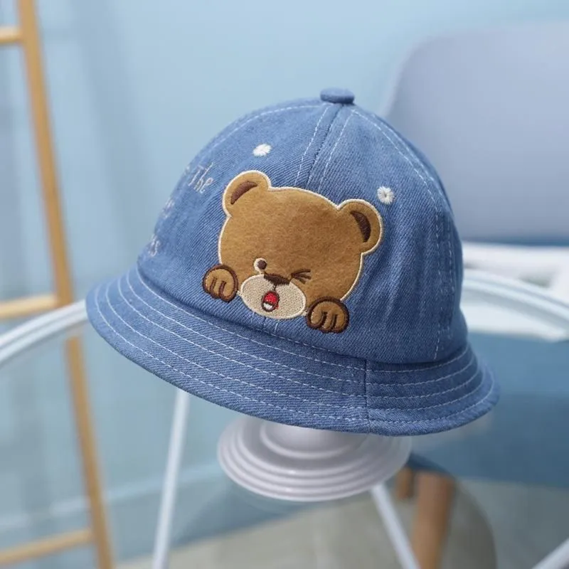 Caps & Hats Summer Baby Sun Hat Cute Cartoon Bear Boys Girls Bucket Toddler Kids Beach Fisherman Children