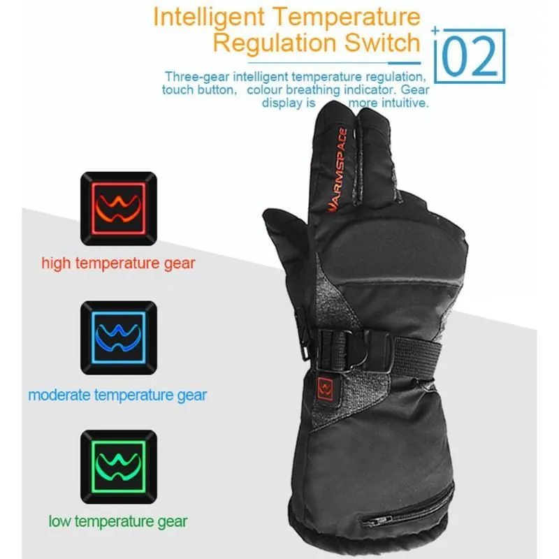 Ski Gloves Motorcycle Heated 3.7V/3600mAh Lithium Battery Waterproof Warm Keeping Thermal For Outdoor Sports Skiing Riding