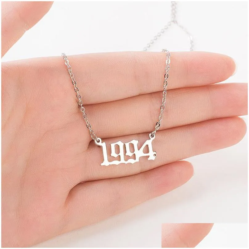 Pendant Necklaces Isang Selling Personalize Sier Gold Years Number For Women Custom Year 1980 1989 2000 Birthday Gift Drop Delivery Je Dh46A