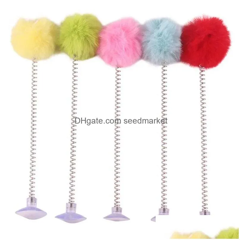 cat toys pet toy supplies feather bottom sucker spring stick interactive pets with mini bell 2023