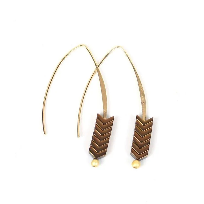 Dangle & Chandelier Isang Selling Hematite Sier Gold V Shape Hoop Earrings Womens Copper Metal Color Arrow Earring Jewelry Drop Deliv Dhgso