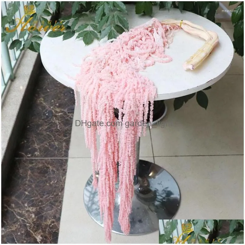 Decorative Flowers Wreaths 5 Stem Eternal Preserved Amaranthus Red Millet Dry Natural Bouquet Long Soft Spike Plant Wedding Decor H Dhevf