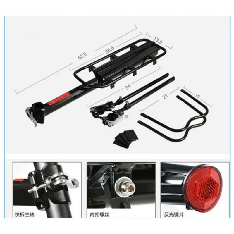 Bike Handlebars Components Bicycle Luggage Cargo Rear Rack Aluminum Alloy Shelf Saddle Bags Holder Stand Support With Mount Tools