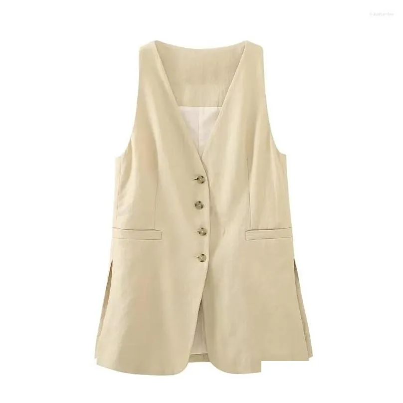 Women`s Vests Women Streetwear Waistcoats Vest Jackets 2023 Summer V Neck Sleeveless Single Breasted Loose Female Tops