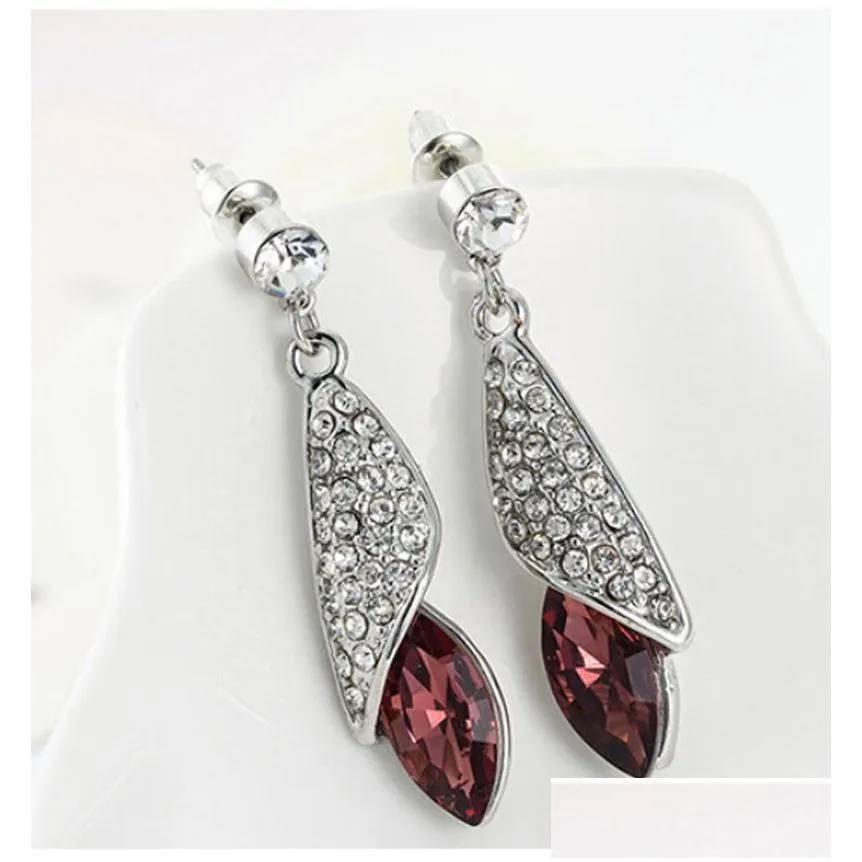 Dangle & Chandelier Luxury 925 Sier Diamond Earrings Sparkling Austria Crystal Long For Women Wedding Bridal Jewelry Drop Delivery Dh7Ic