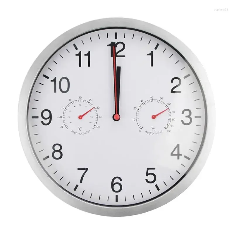 Wall Clocks Modern Metal Silent Clock Quiet Watch With Hygrometer